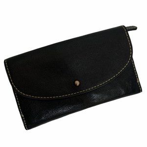 Frye Lucy Leather Wallet Black Flap Zip Slots